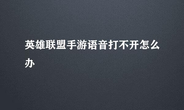 英雄联盟手游语音打不开怎么办