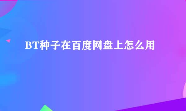 BT种子在百度网盘上怎么用
