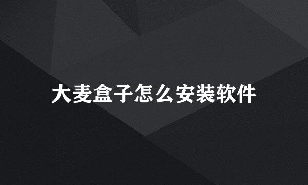 大麦盒子怎么安装软件