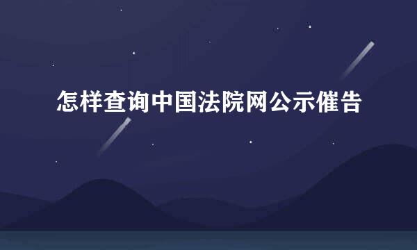 怎样查询中国法院网公示催告