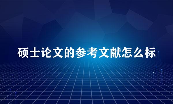 硕士论文的参考文献怎么标