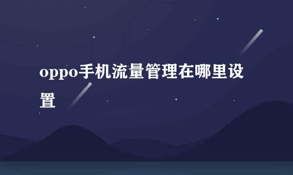 oppo手机流量管理在哪里设置