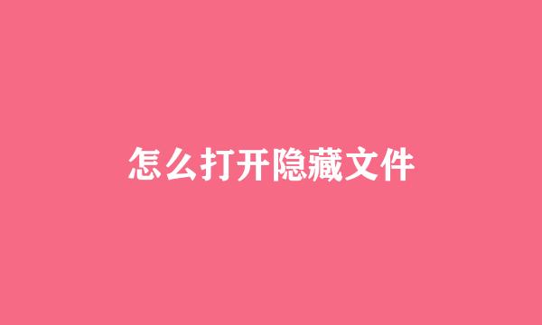 怎么打开隐藏文件