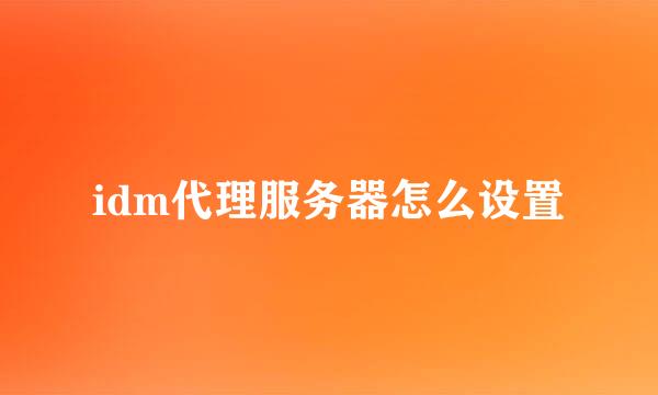 idm代理服务器怎么设置