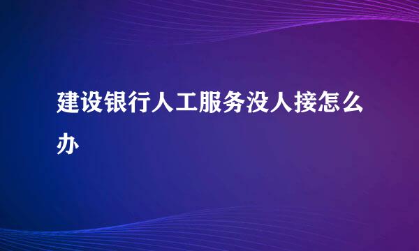 建设银行人工服务没人接怎么办
