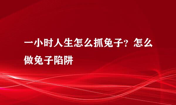 一小时人生怎么抓兔子？怎么做兔子陷阱