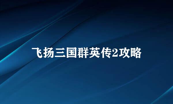 飞扬三国群英传2攻略