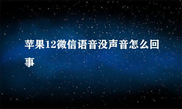 苹果12微信语音没声音怎么回事