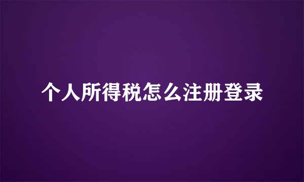 个人所得税怎么注册登录