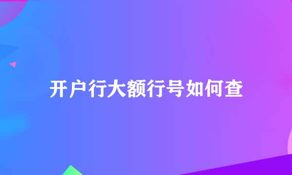 开户行大额行号如何查