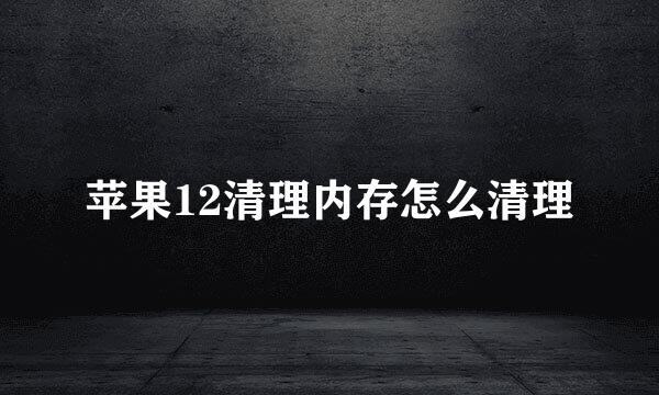 苹果12清理内存怎么清理