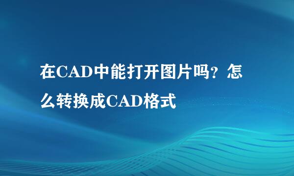 在CAD中能打开图片吗？怎么转换成CAD格式