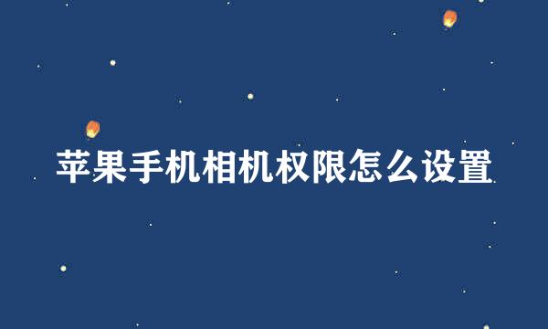 苹果手机相机权限怎么设置