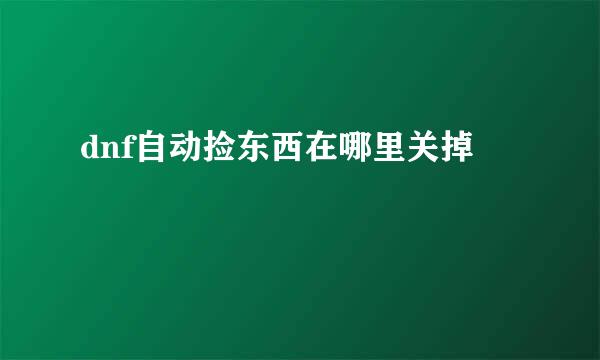 dnf自动捡东西在哪里关掉