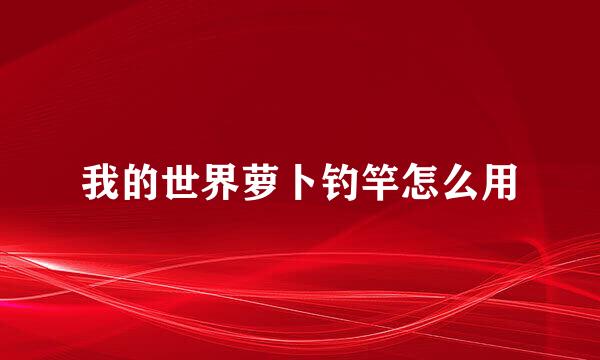 我的世界萝卜钓竿怎么用