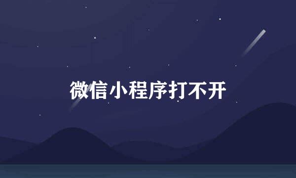 微信小程序打不开