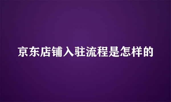 京东店铺入驻流程是怎样的