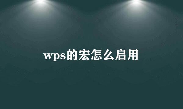 wps的宏怎么启用