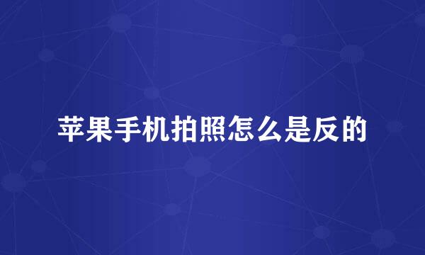 苹果手机拍照怎么是反的