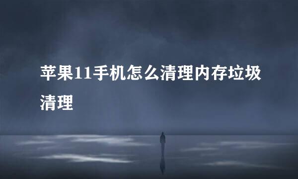 苹果11手机怎么清理内存垃圾清理