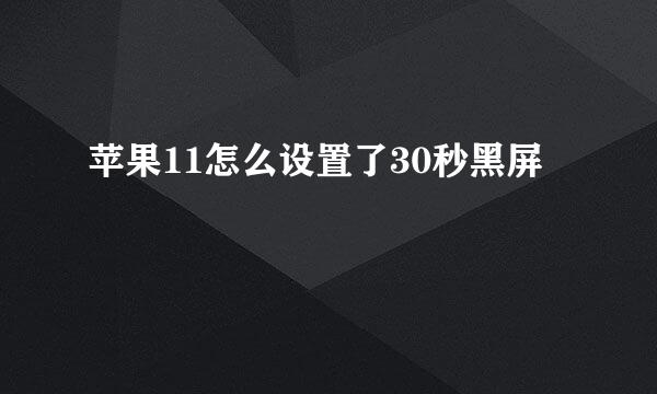 苹果11怎么设置了30秒黑屏