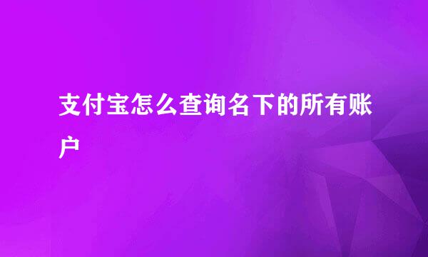 支付宝怎么查询名下的所有账户
