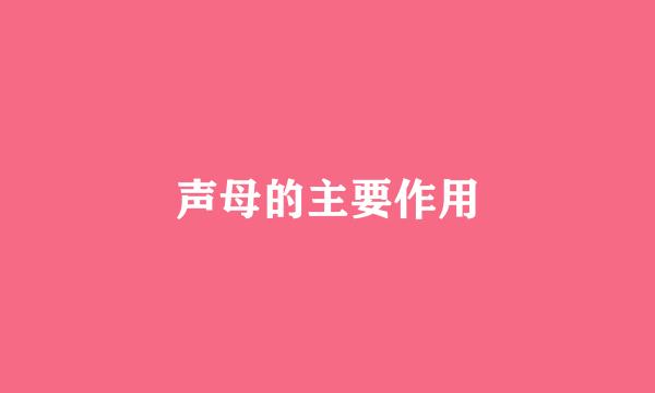 声母的主要作用
