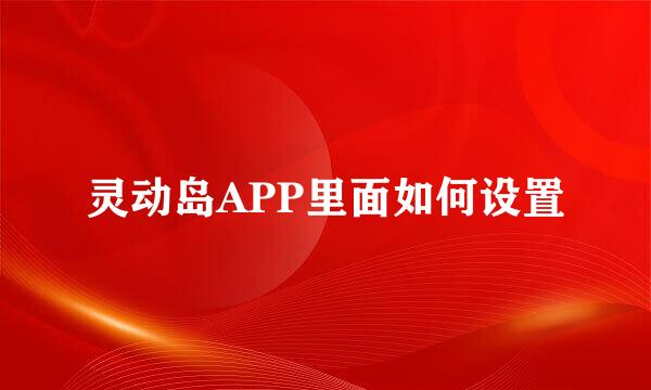 灵动岛APP里面如何设置