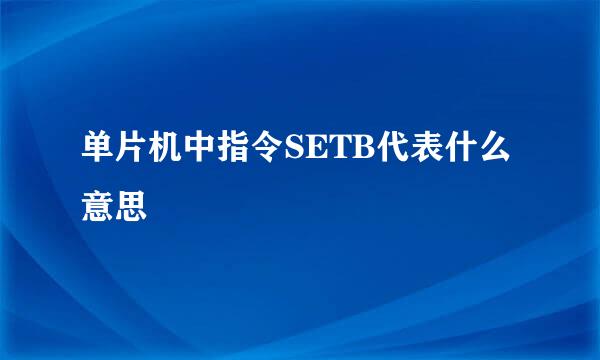 单片机中指令SETB代表什么意思