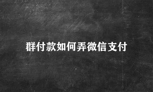 群付款如何弄微信支付