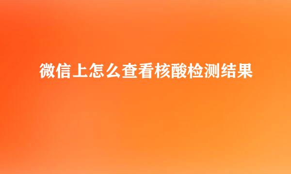 微信上怎么查看核酸检测结果