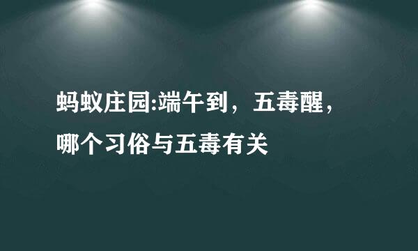 蚂蚁庄园:端午到，五毒醒，哪个习俗与五毒有关