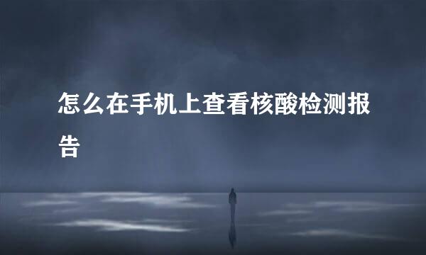 怎么在手机上查看核酸检测报告