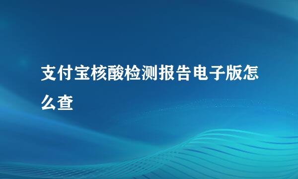 支付宝核酸检测报告电子版怎么查