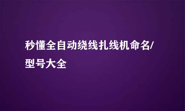 秒懂全自动绕线扎线机命名/型号大全