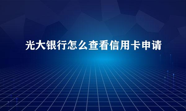 光大银行怎么查看信用卡申请