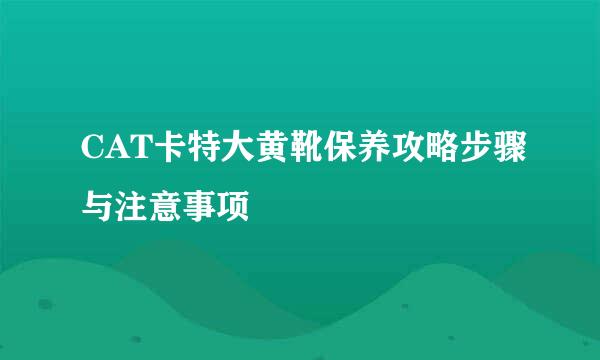 CAT卡特大黄靴保养攻略步骤与注意事项