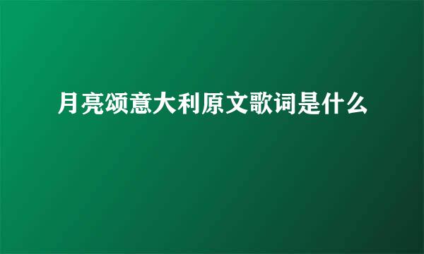 月亮颂意大利原文歌词是什么
