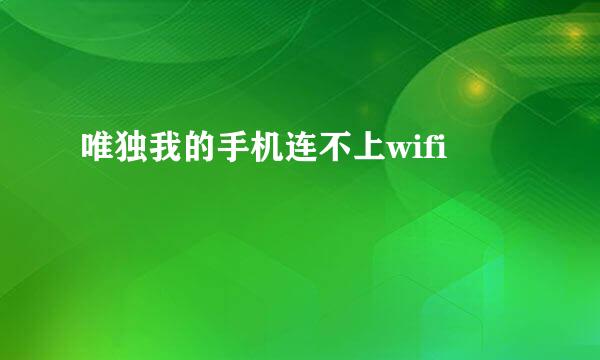 唯独我的手机连不上wifi