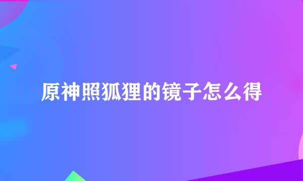 原神照狐狸的镜子怎么得