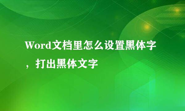 Word文档里怎么设置黑体字,打出黑体文字