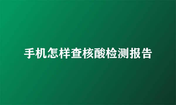 手机怎样查核酸检测报告