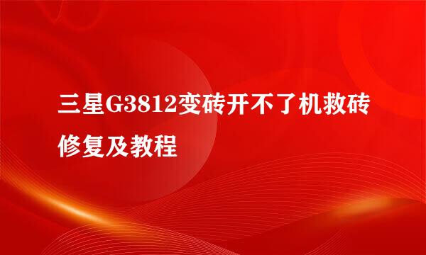 三星G3812变砖开不了机救砖修复及教程