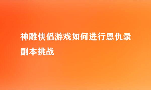 神雕侠侣游戏如何进行恩仇录副本挑战