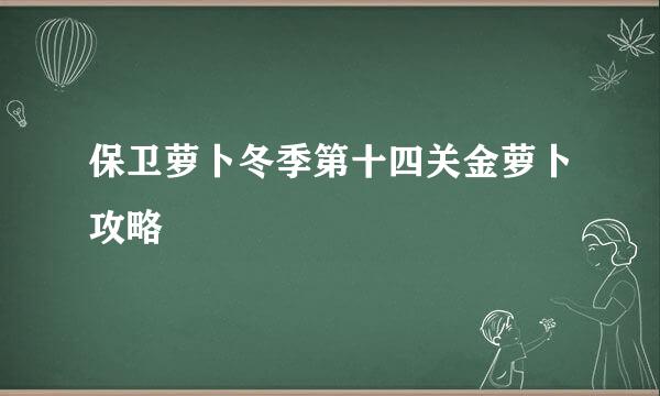 保卫萝卜冬季第十四关金萝卜攻略