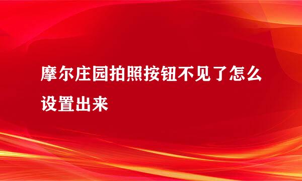 摩尔庄园拍照按钮不见了怎么设置出来