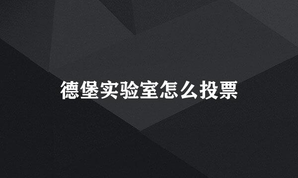 德堡实验室怎么投票
