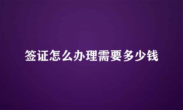 签证怎么办理需要多少钱