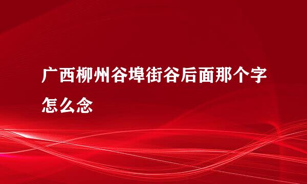 广西柳州谷埠街谷后面那个字怎么念