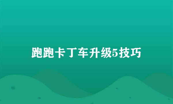 跑跑卡丁车升级5技巧